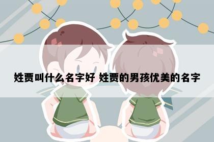 姓贾叫什么名字好 姓贾的男孩优美的名字